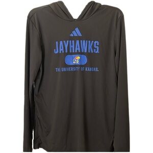 Kansas Jayhawks adidas 2024 Sideline Hooded Long Sleeve T-Shirt - Black